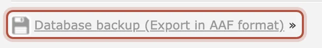 The database backup link, at the foot of the list