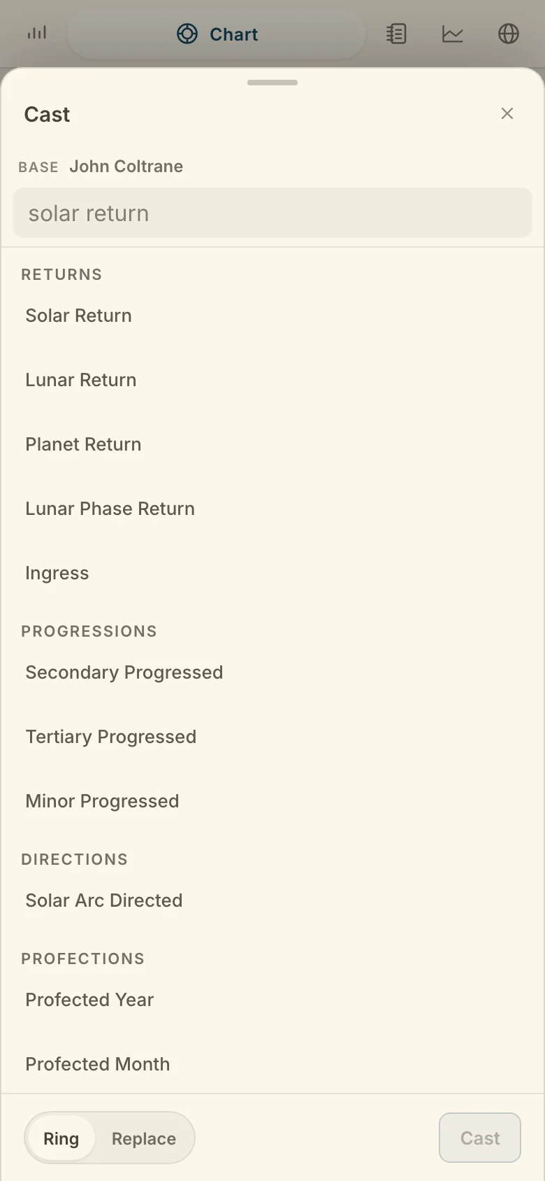 The Cast sheet on a phone