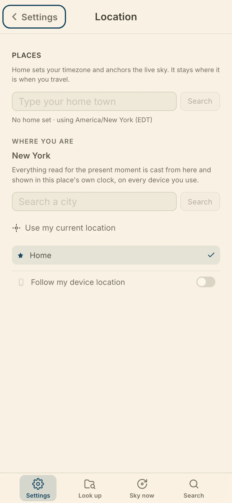 Location, in Settings on a phone