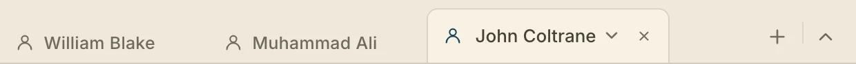 The workspace tabs, one per chart, under the mode switcher
